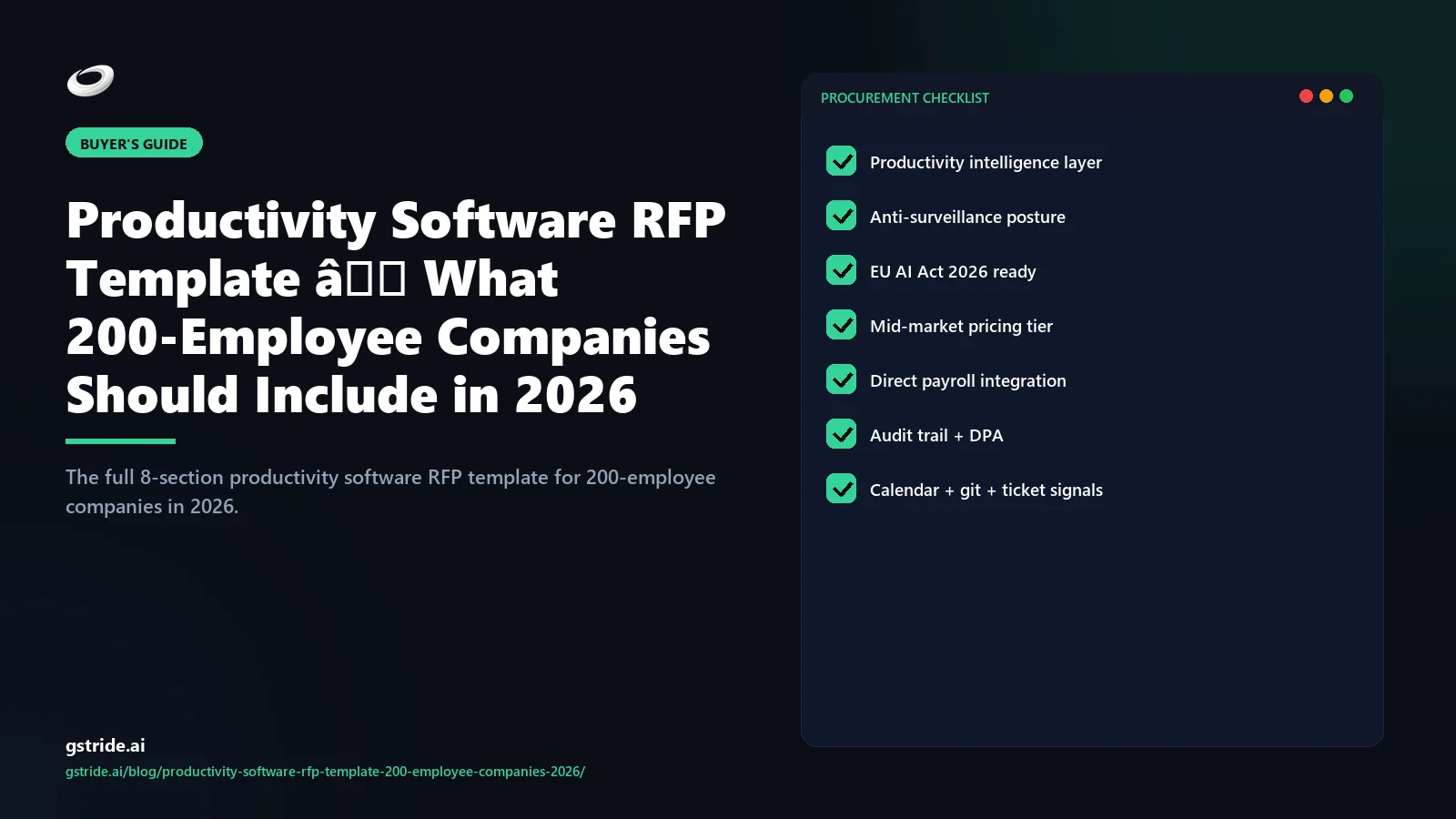 Productivity software RFP template for 200-employee companies in 2026, gStride AI